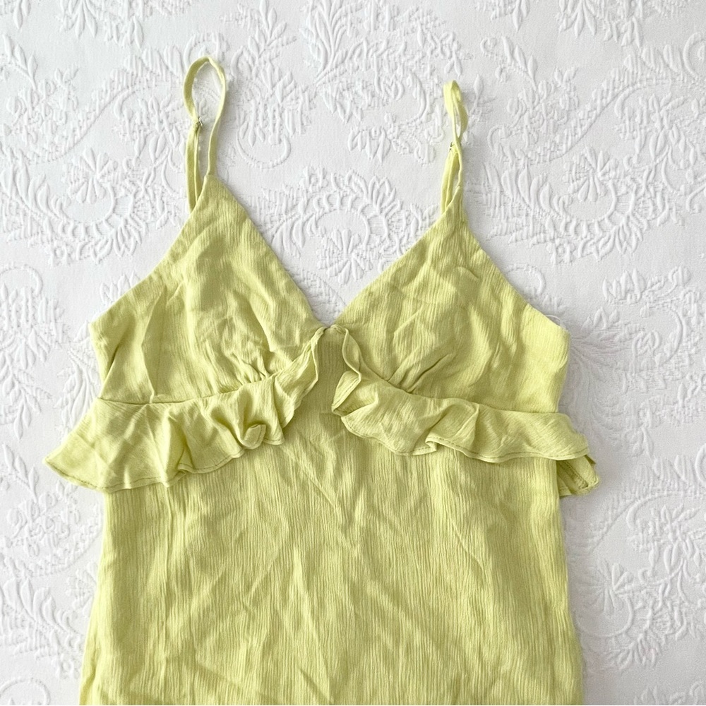 NWOT Lulus Island Time Lime Green Ruffled Midi Dress Small - Picture 3 of 7